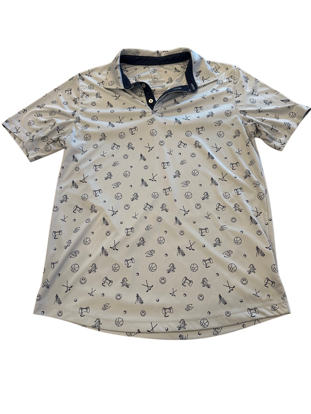 Swannies Men's Gray with Navy Accents Short-Sleeve Printed Polo Shirt